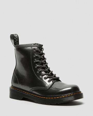 Grey Kids' Dr Martens Junior 1460 Metallic Lace Up Boots | CA 682UZG